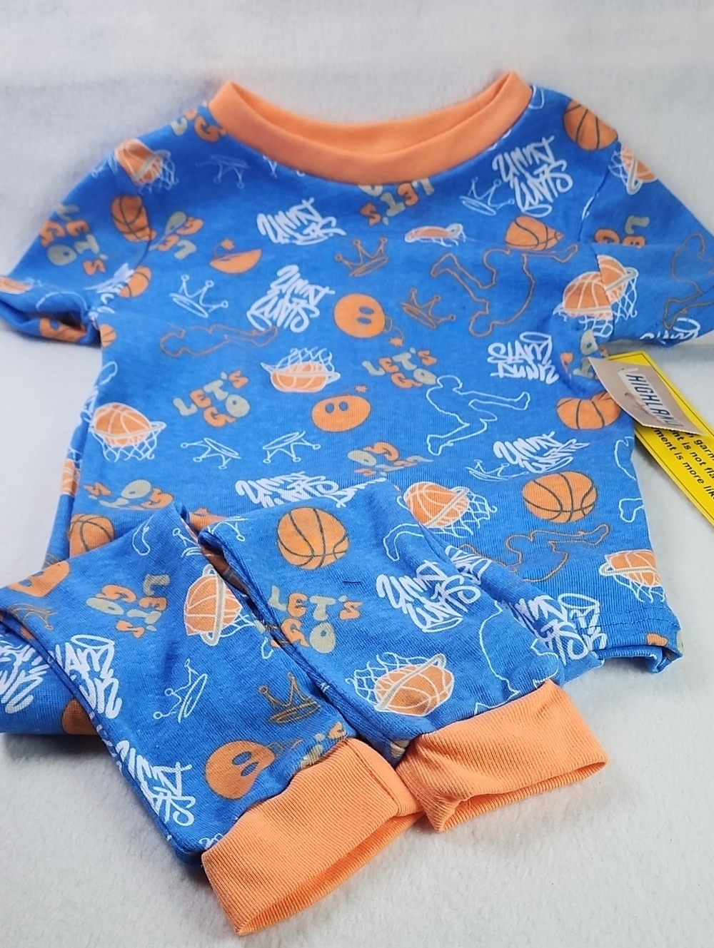 Highland Originals Boys 2pc. Blue & Orange Basketball Pajama Set